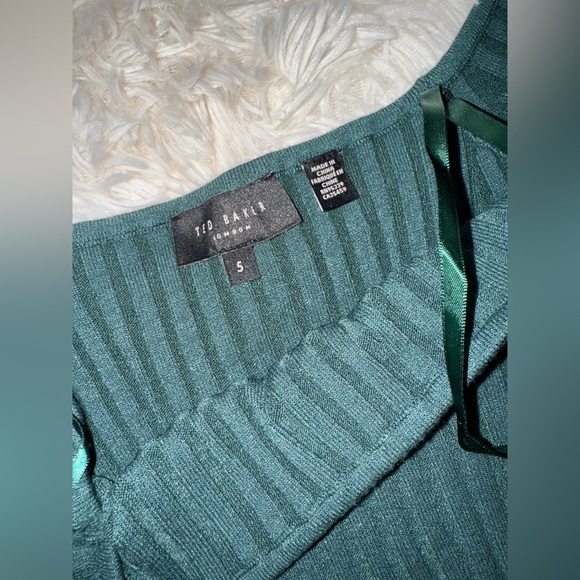 NWOT Ted Baker London Gorgel Rib Long Sleeve Midi Sweater Dress sz TB 5 US 12 - Picture 3 of 6